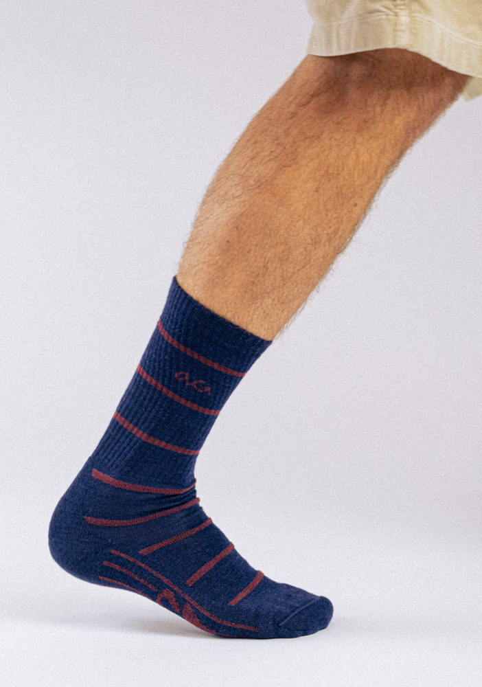 Merino Hike Stripe Thin | Navy