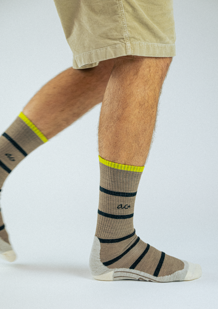 Merino Hike Stripe Thin | Tobacco