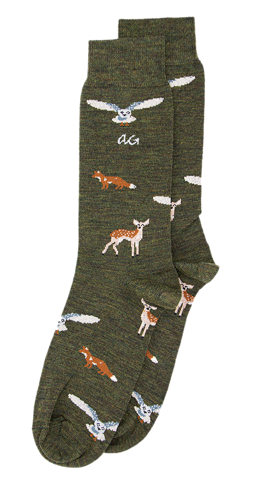 Forest Animals Merino Wool | Army