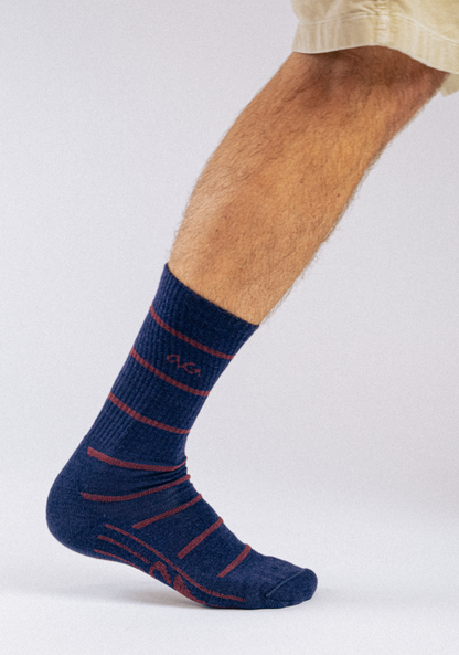 Merino Hike Stripe Thin | Navy