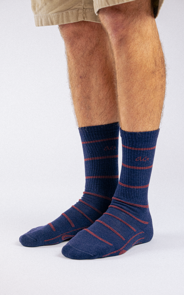 Merino Hike Stripe Thin | Navy